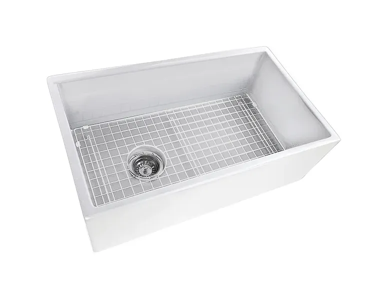 Nantucket sinks FCFS3018W-OSD 30 inch white fireclay farmhouse sink offset drain