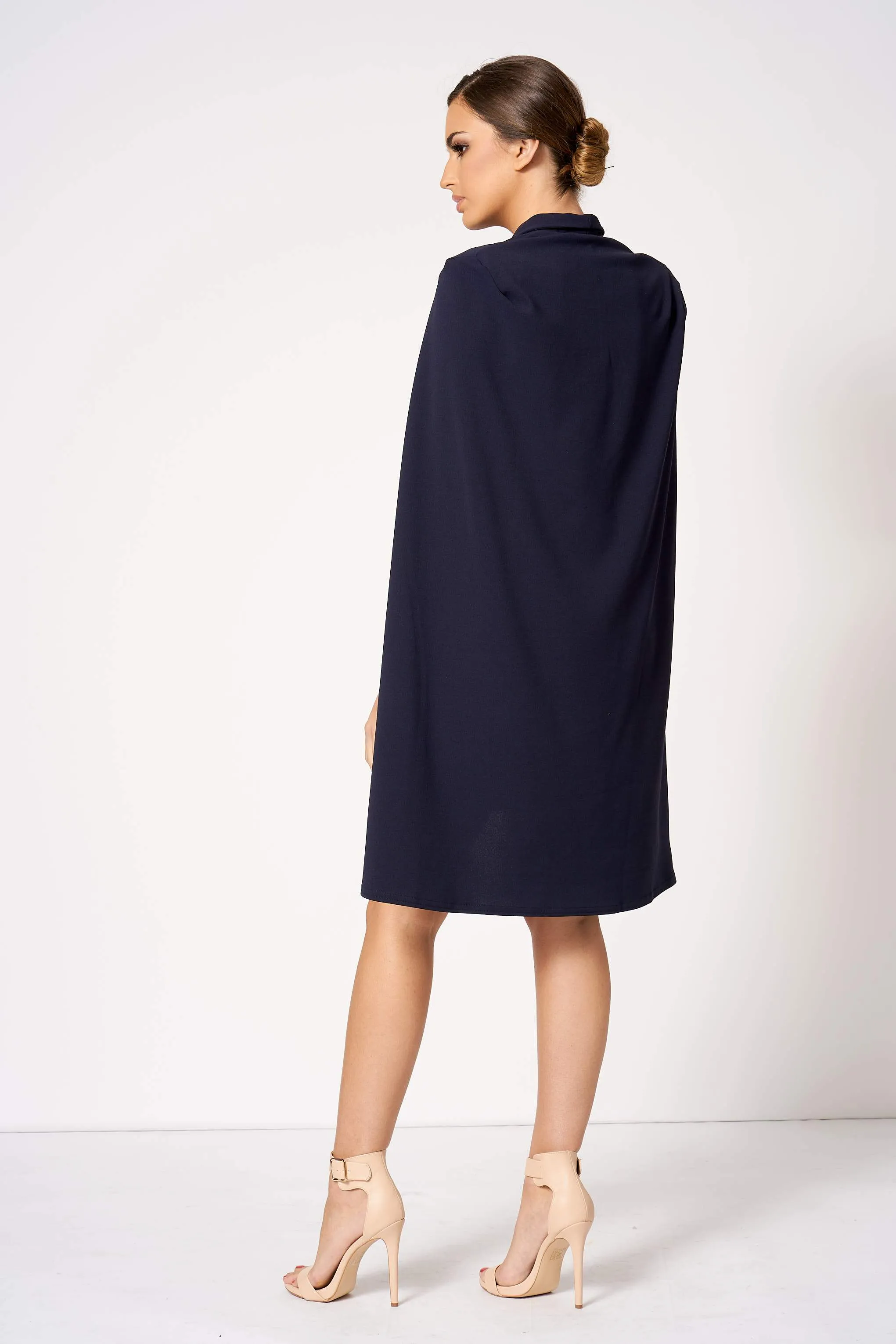 Navy Blue Cape Blazer Dress