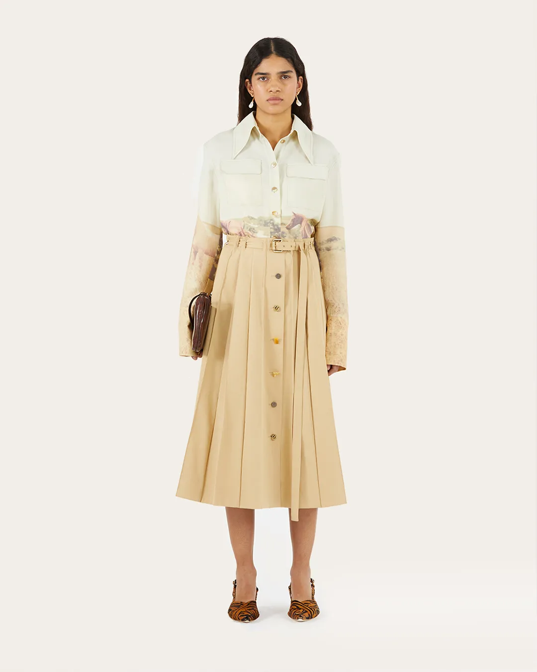 Noor Skirt Cotton Blend Tan