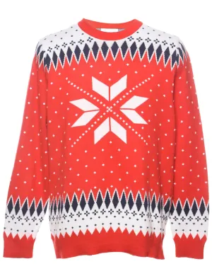 Nordic Design Blue & Red Christmas Jumper - L