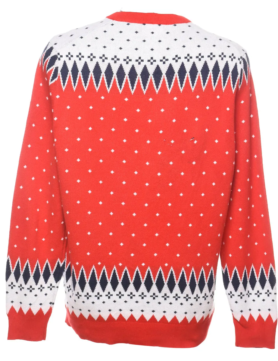 Nordic Design Blue & Red Christmas Jumper - L