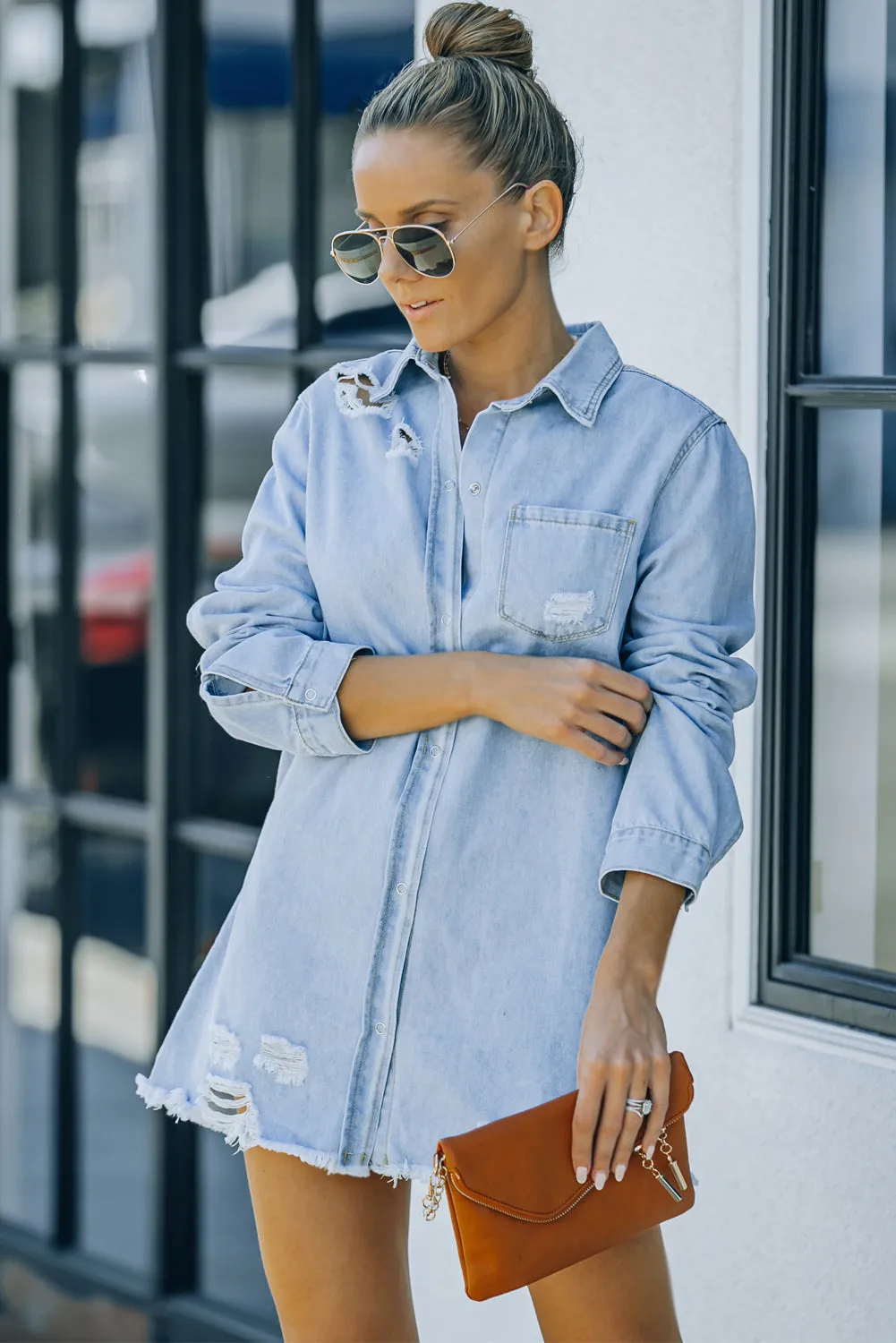 Nothing Is Better Distressed Snap Down Denim Jacket