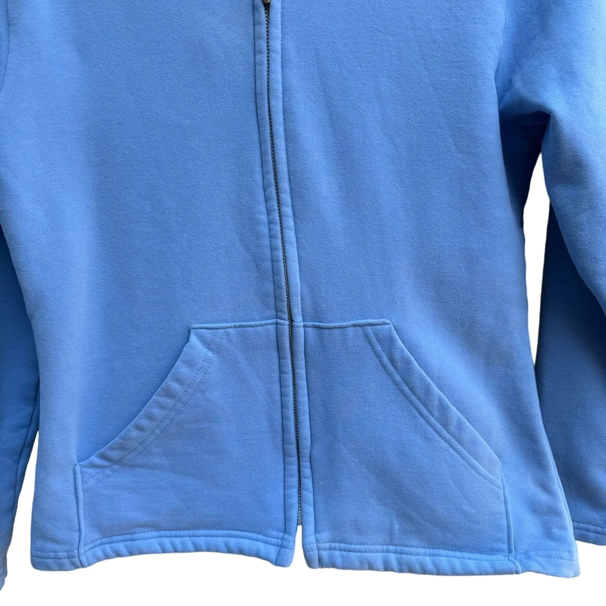 Ocean Blue Women's Light Blue Full Zip Front Long Sleeve Fleece Hoodie - Large