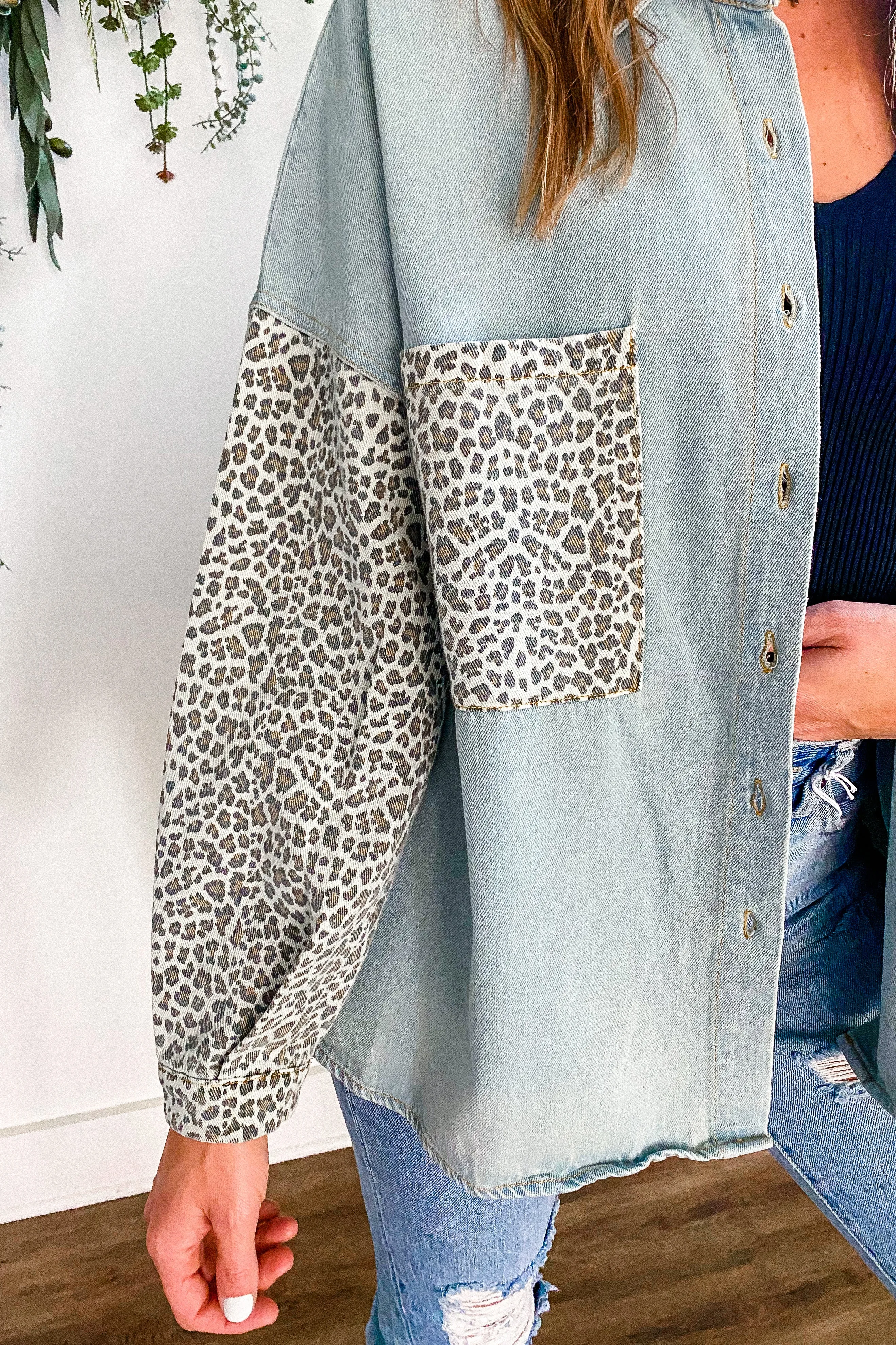 On the Prowl Leopard Denim Shacket