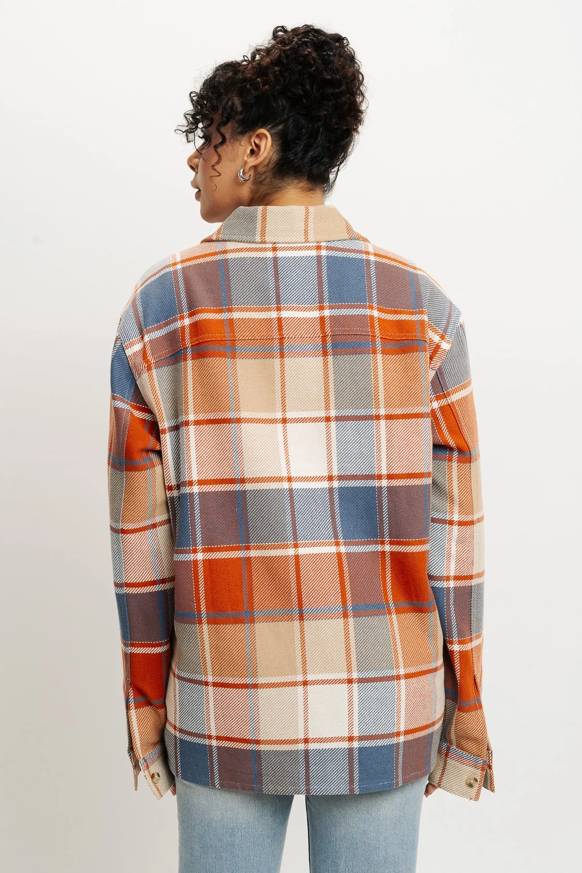 Orange Checks Women's Shacket