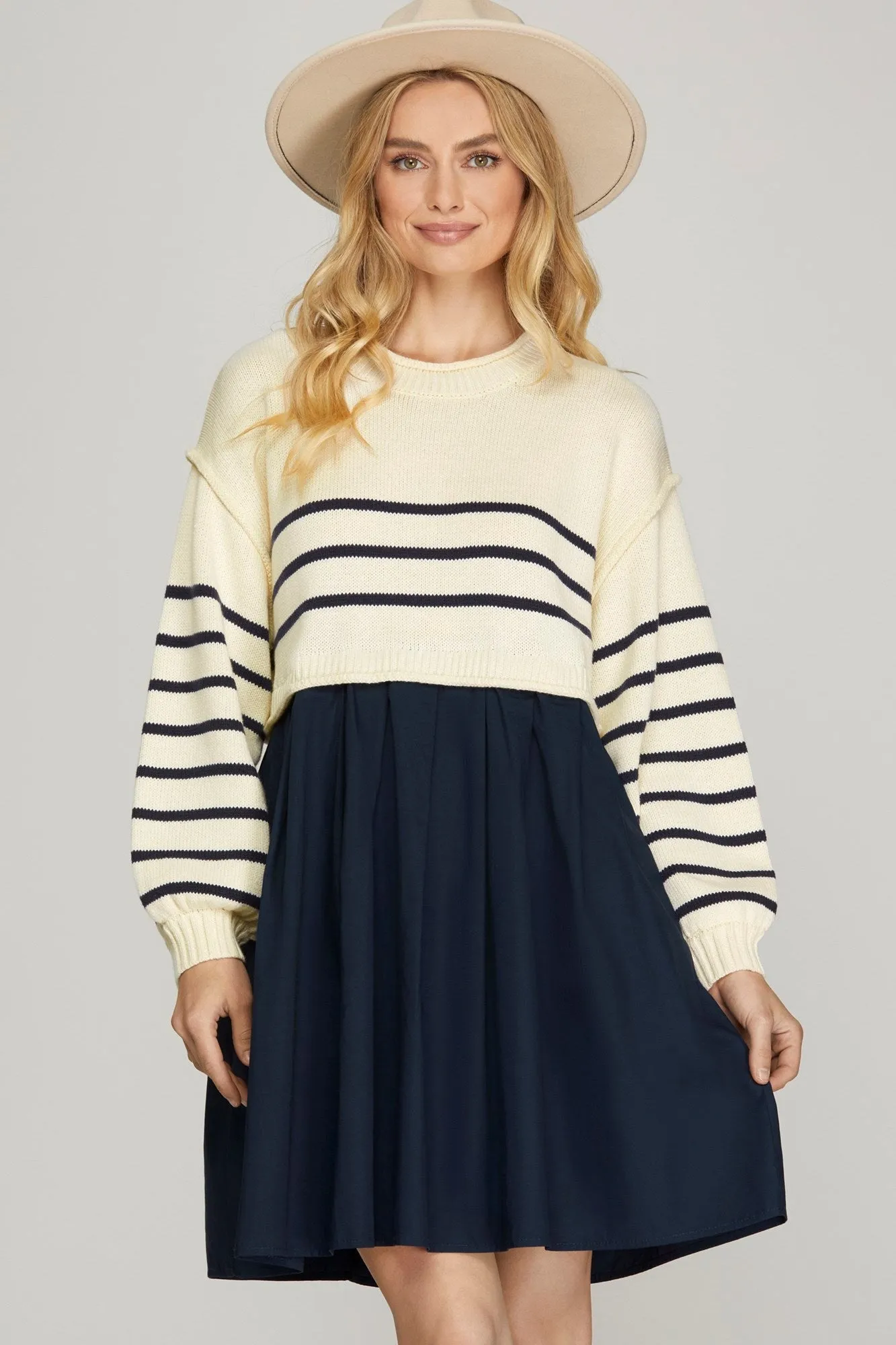 Over Sized Striped Sweater And Dress Combo