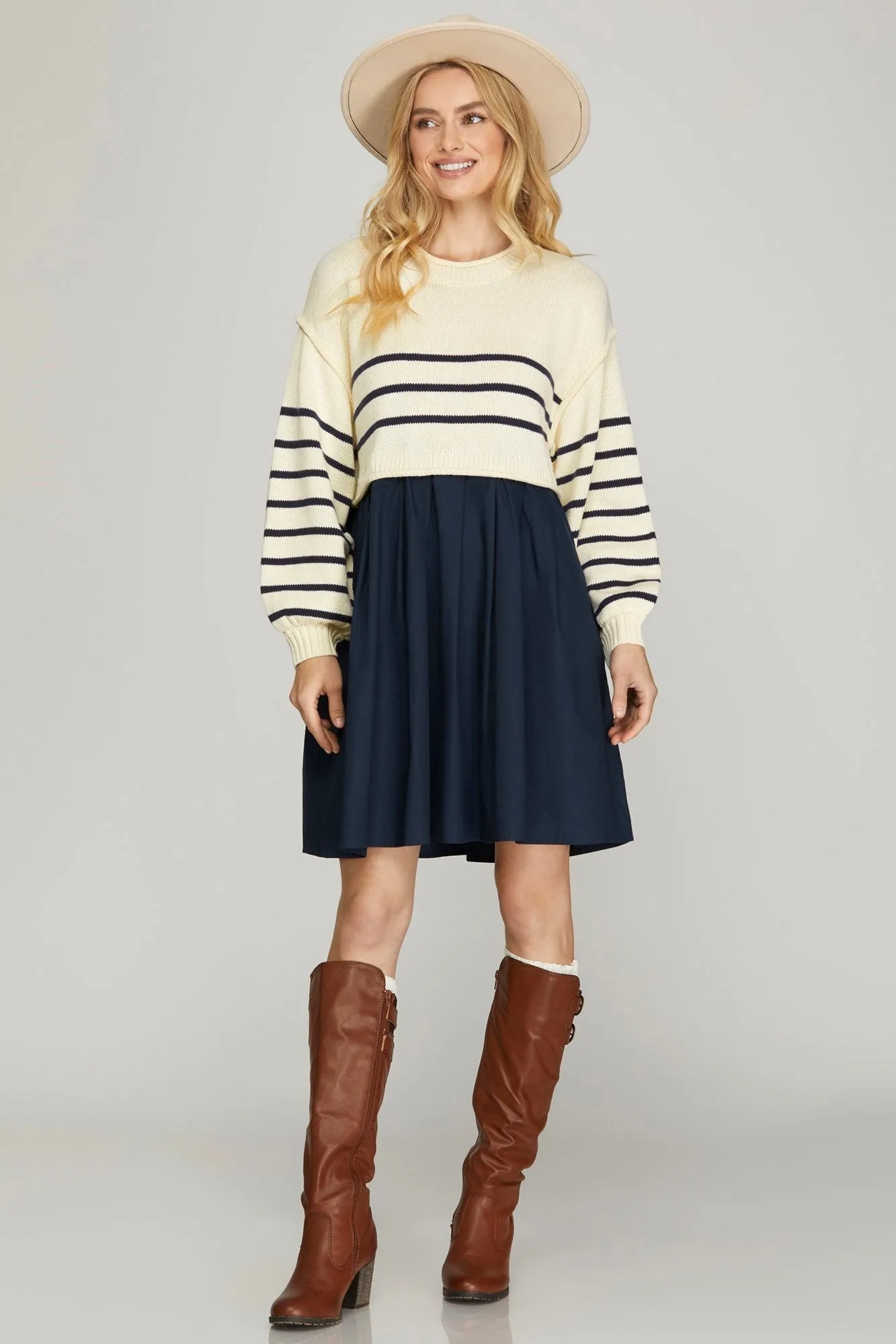 Over Sized Striped Sweater And Dress Combo