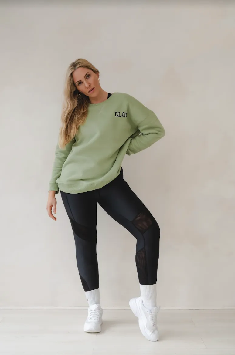 Oversized CLOO Sweatshirt - Sage Green