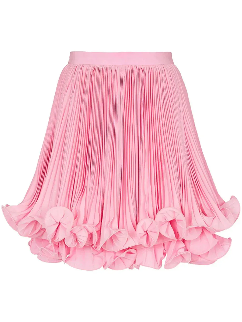 Pink Pleated Stylish Frill Mini Skirt