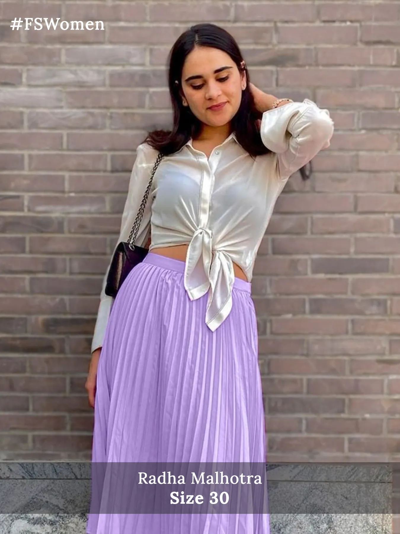 Pleated Flared Midi Skirt - Purple