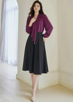 PLEATED LARGE HEM SKIRT