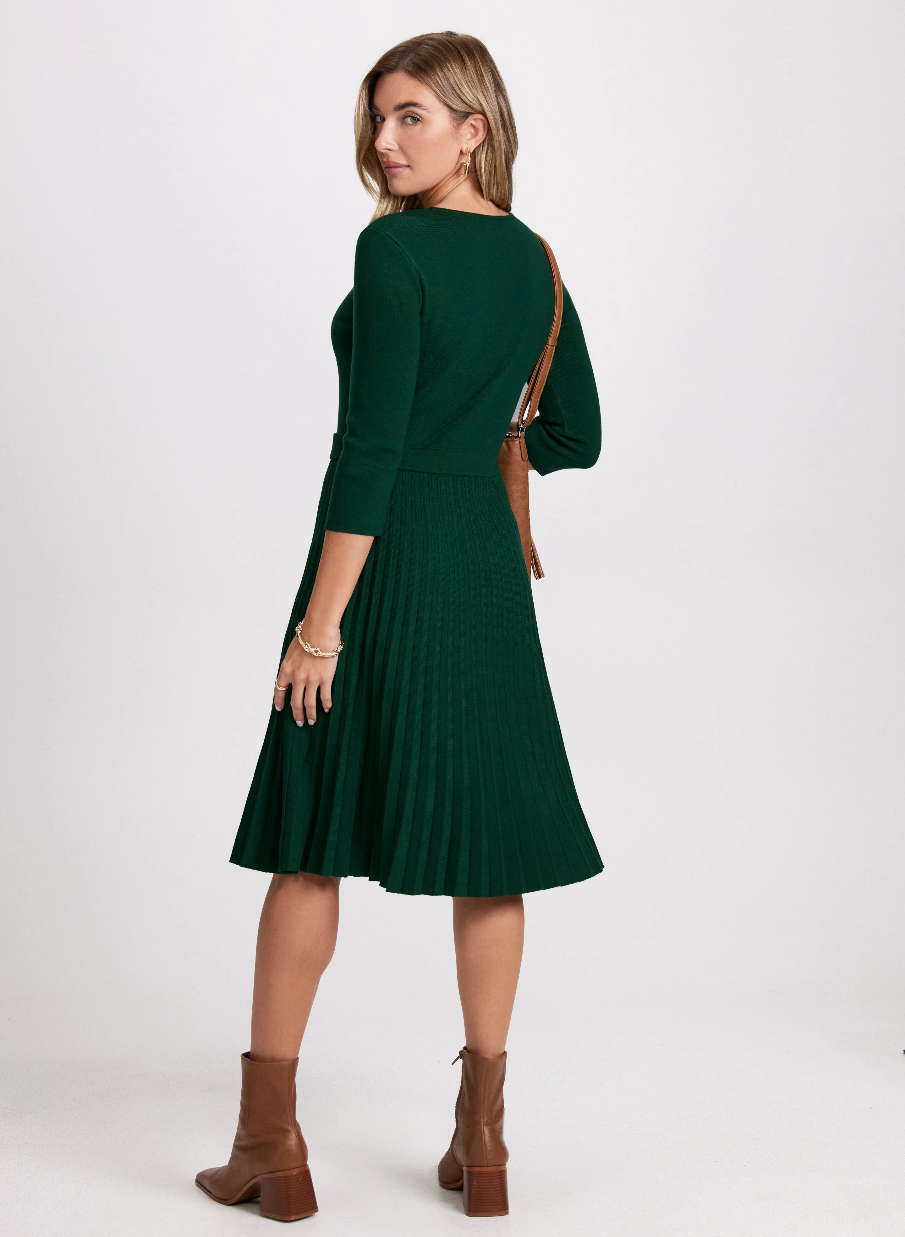 Pleated Sweater Dress