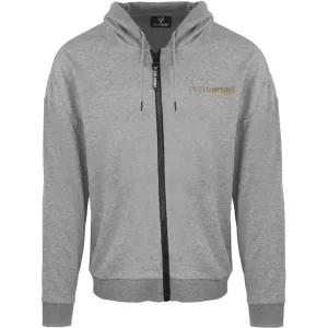 Plein Sport Logo On Back Zip Up Grey Hoodie