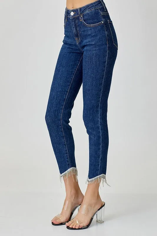 Plus Risen Jeans with Rhinestone Fringe Detail