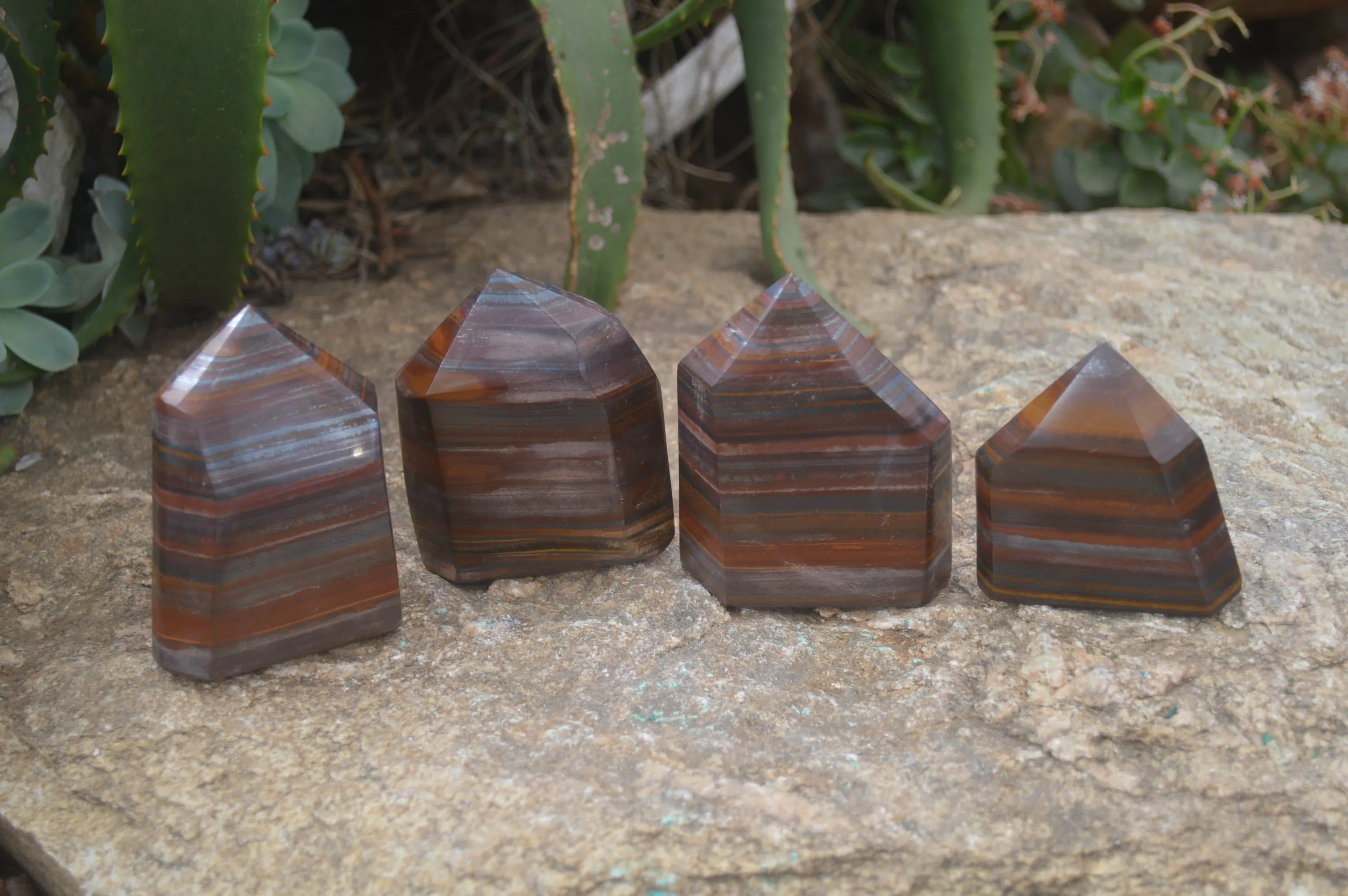 Polished Tiger Iron Jasper Points x 4 From South Africa