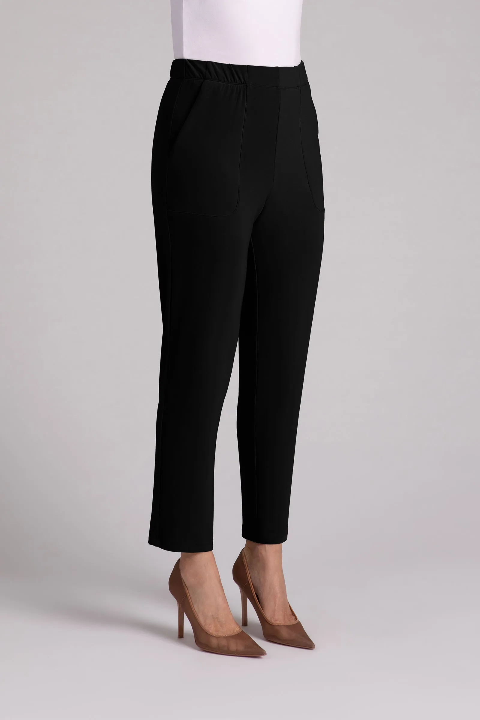 Ponte Easy Pull On Ankle Pant | Black