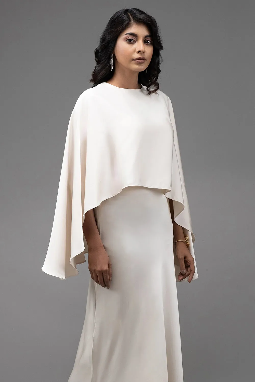 Premium Silk Cape Dress