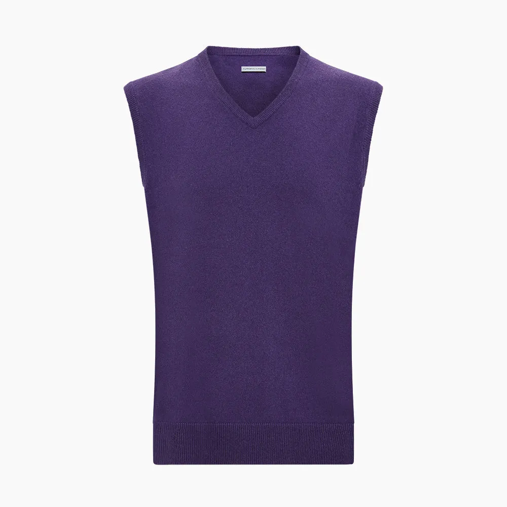 Purple Cashmere V-Neck Vest