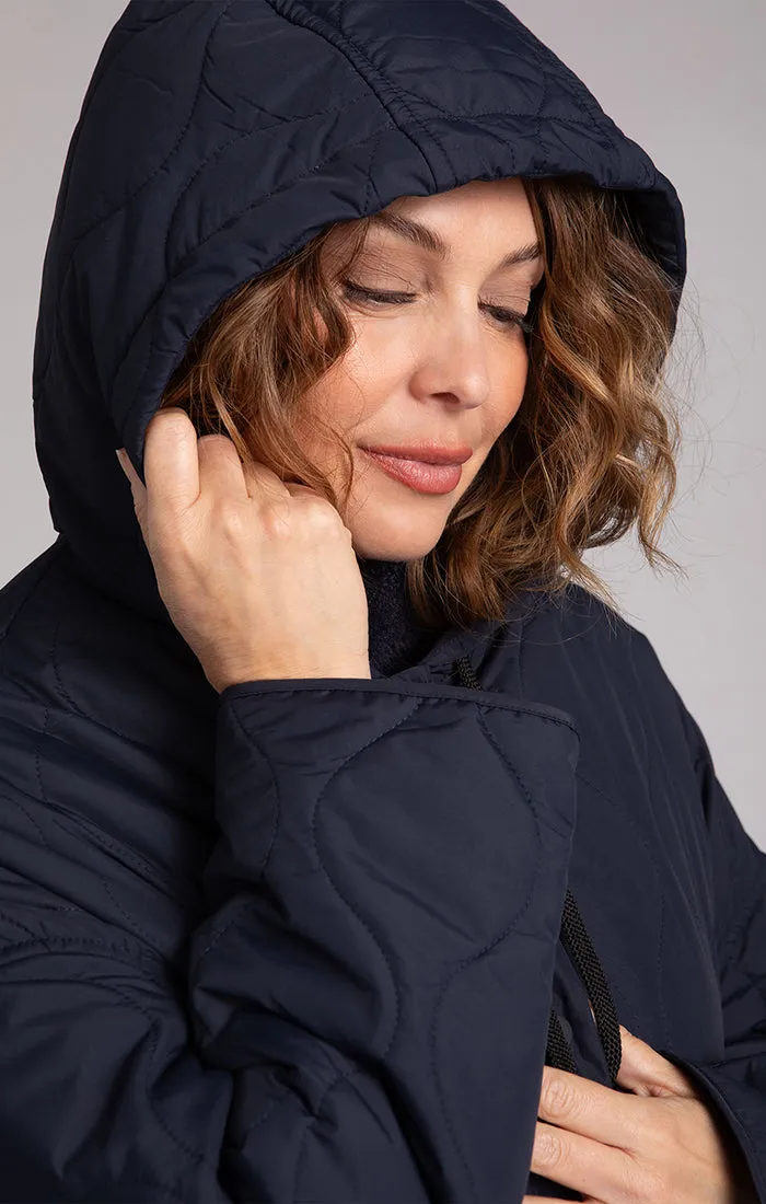 Quilted Maxi Shacket with Hood