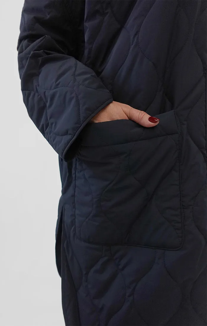 Quilted Maxi Shacket with Hood