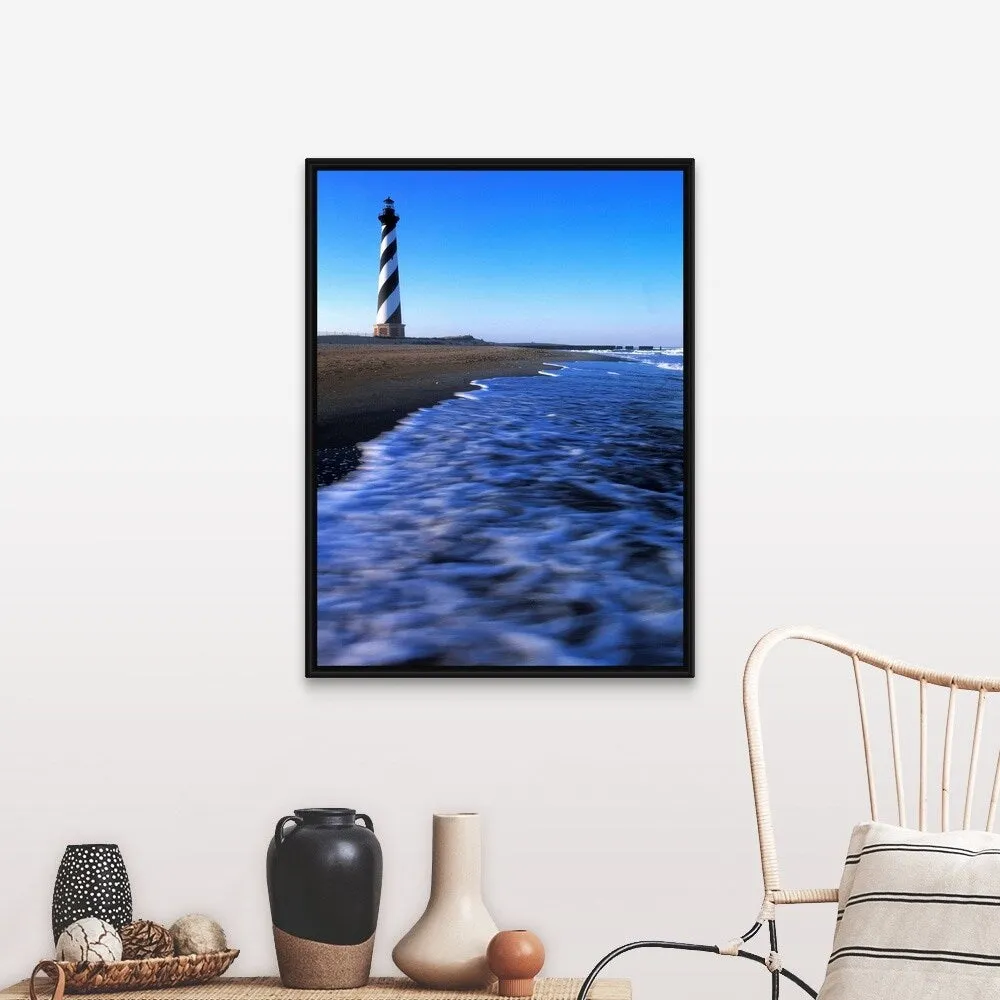 "Cape Hatteras Lighthouse on the coast, Hatteras Island, Outer Banks, North Ca" Black Float Frame Canvas Art