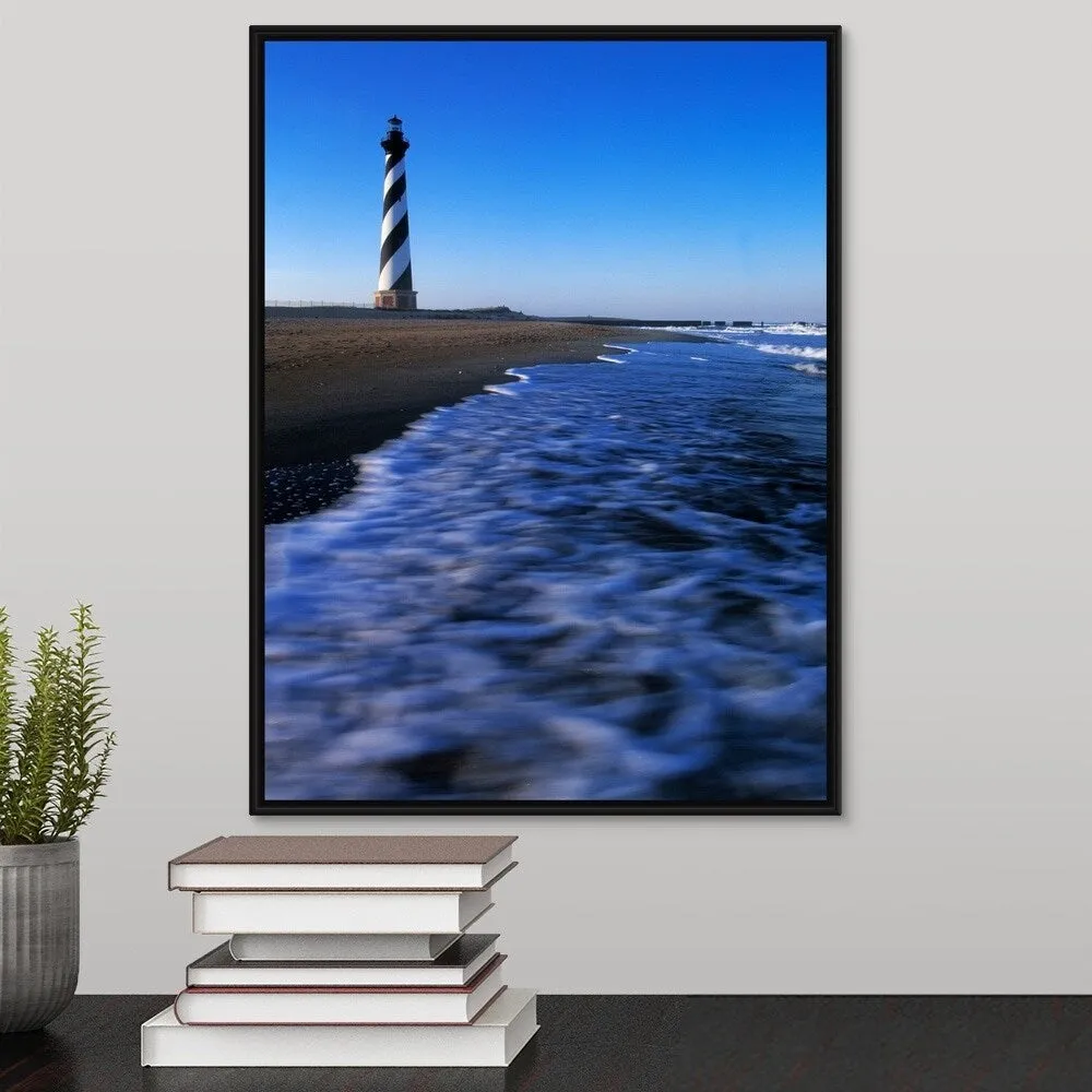 "Cape Hatteras Lighthouse on the coast, Hatteras Island, Outer Banks, North Ca" Black Float Frame Canvas Art