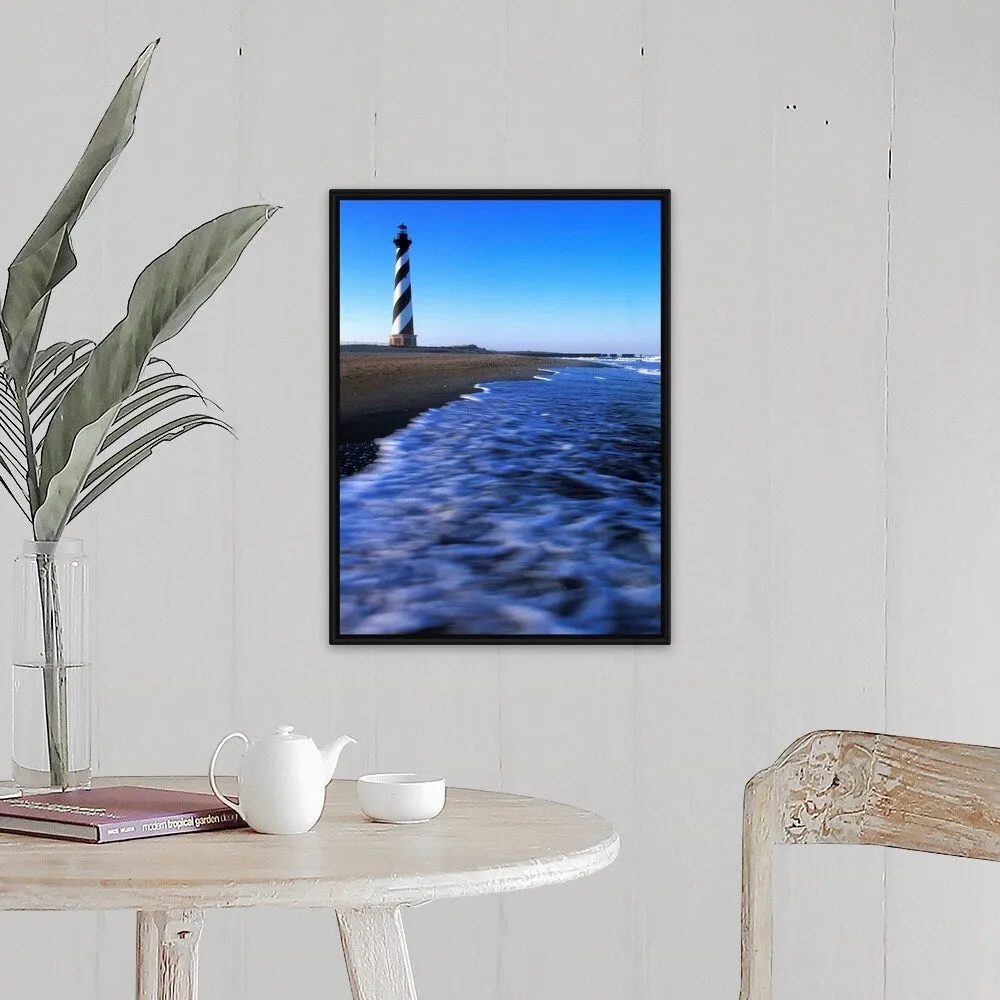 "Cape Hatteras Lighthouse on the coast, Hatteras Island, Outer Banks, North Ca" Black Float Frame Canvas Art