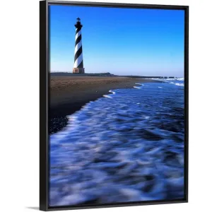 "Cape Hatteras Lighthouse on the coast, Hatteras Island, Outer Banks, North Ca" Black Float Frame Canvas Art