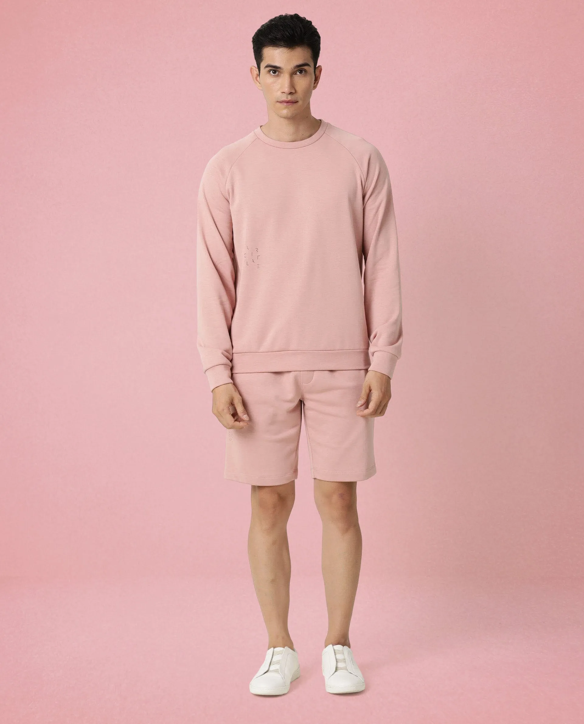 Rare Rabbit Articale Men's Arum Ash Rose Cotton Fabric Full Sleeves Solid Sweatshirt