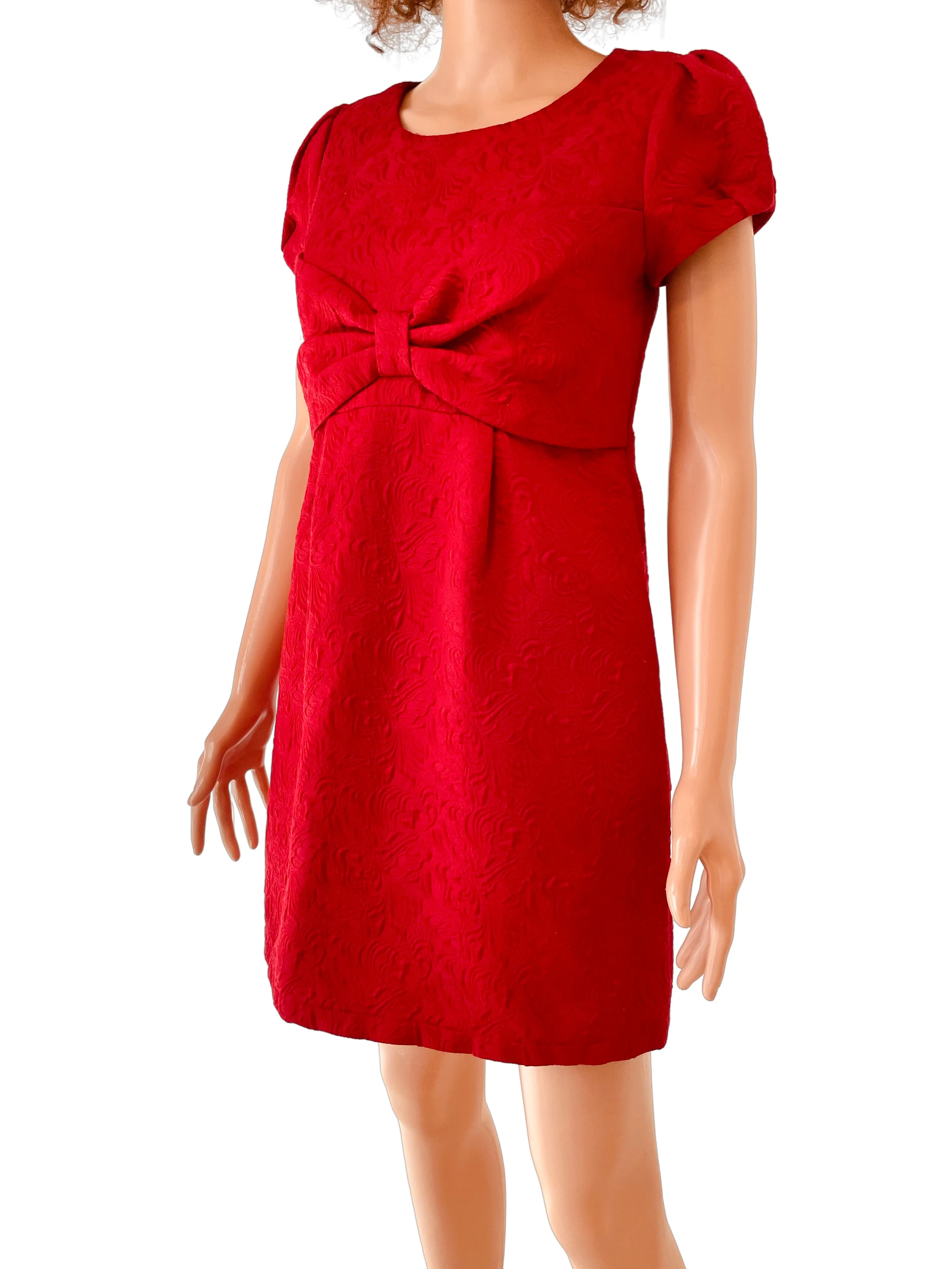 Red Jacquard 1960's Style Mini Dress