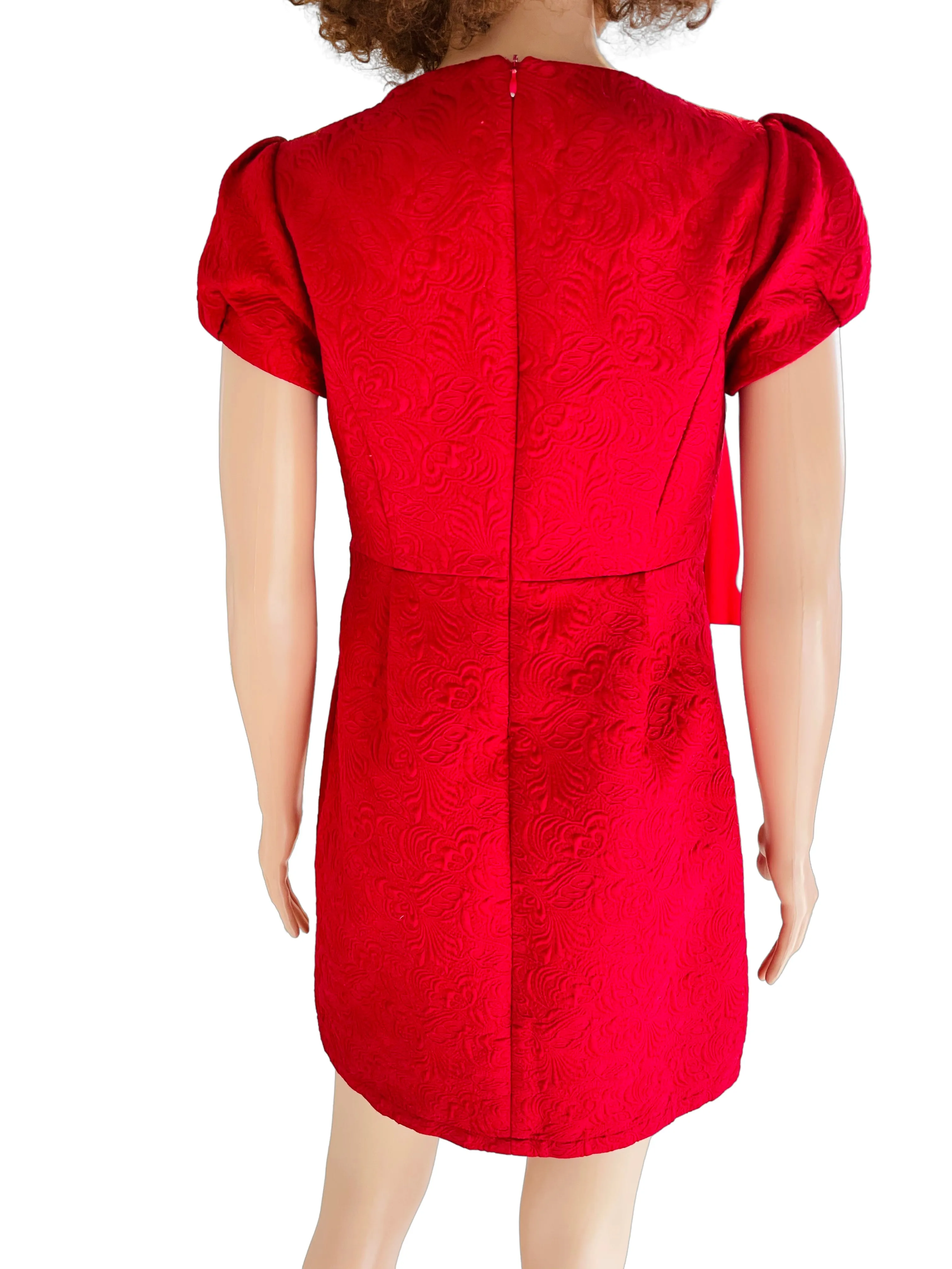 Red Jacquard 1960's Style Mini Dress