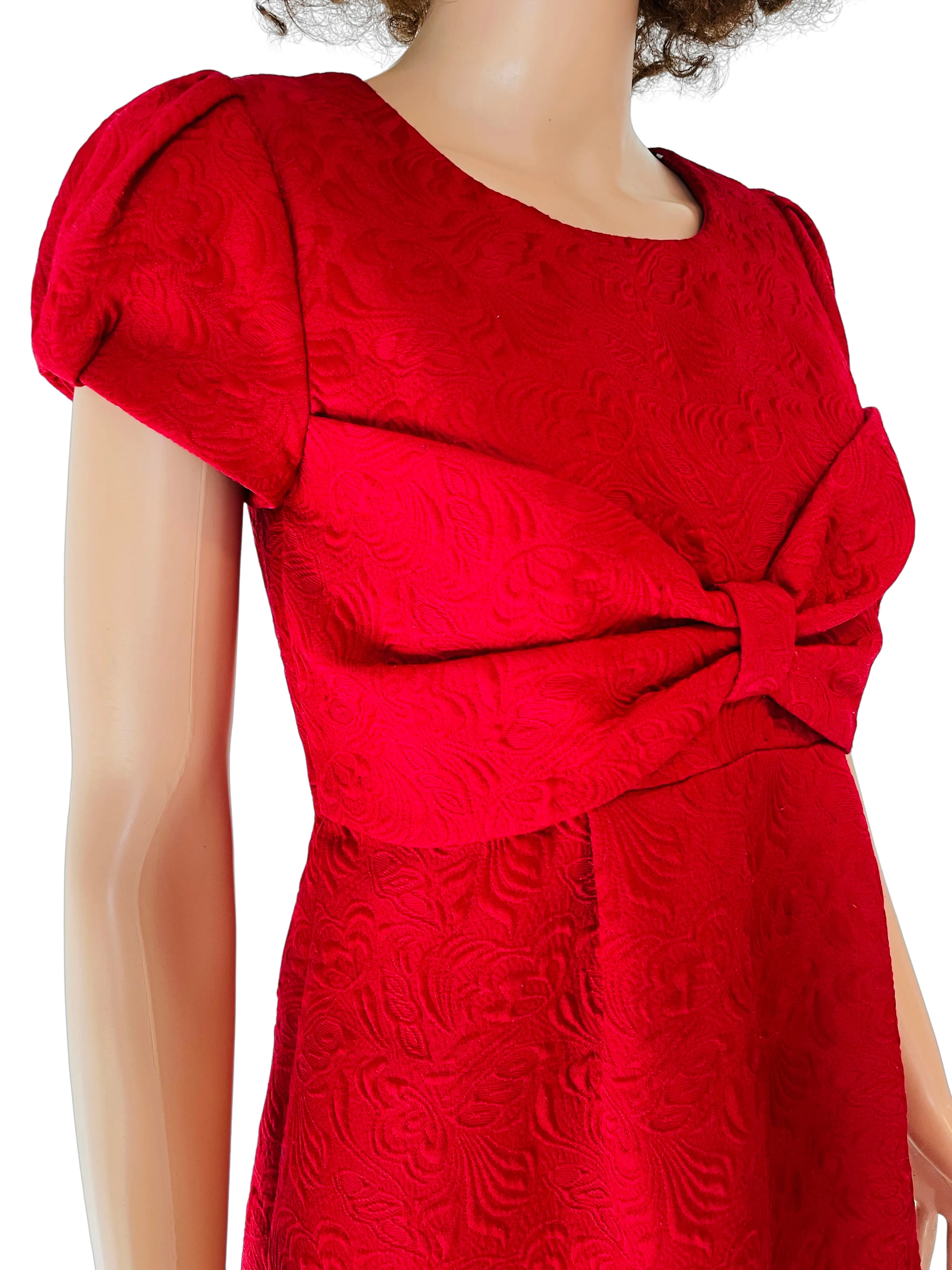 Red Jacquard 1960's Style Mini Dress