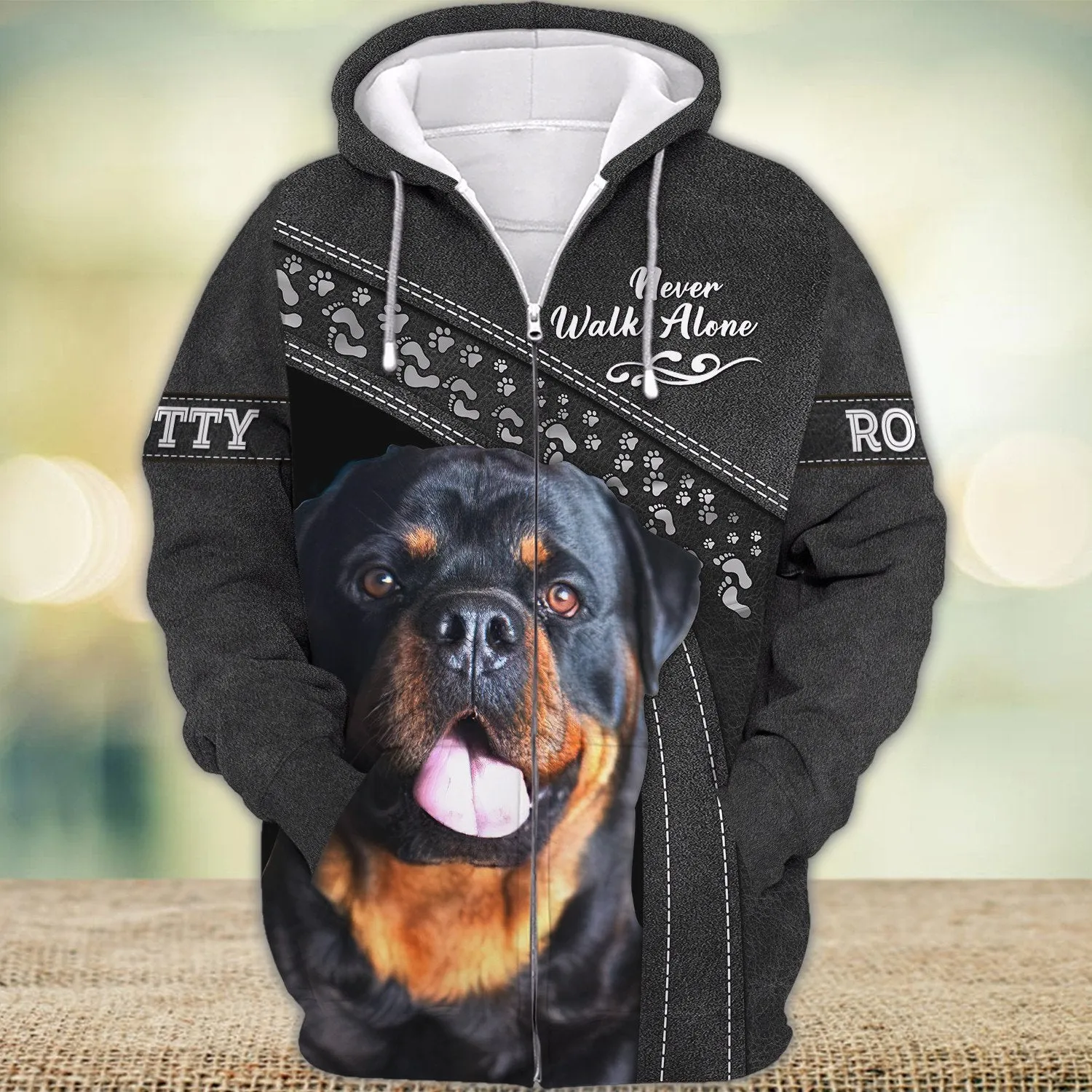 Rotty Black Never Walk Alone 3D Full Print Shirts, Shirt For Dog Lovers, Dog Memorial Gifts for loss of Dog