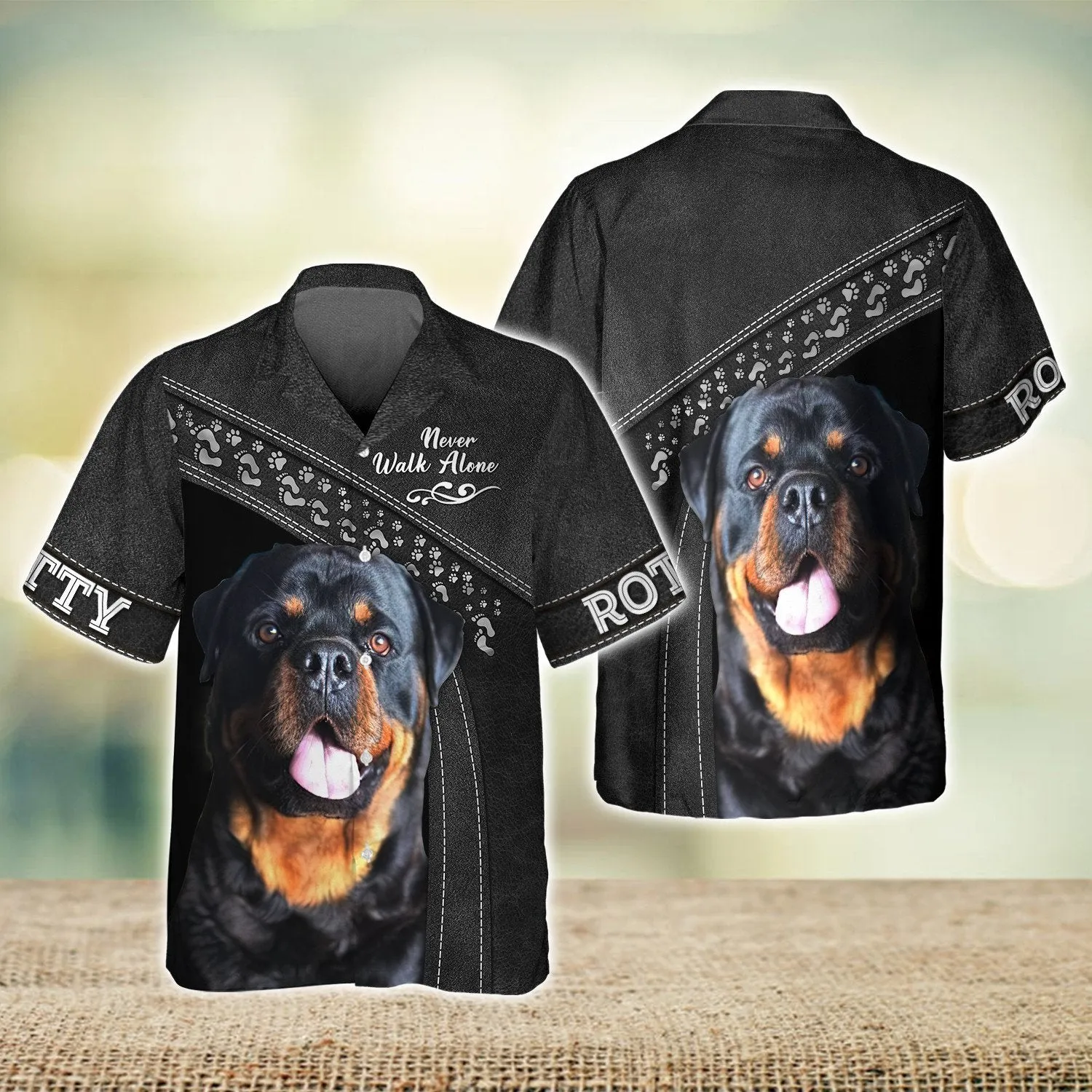 Rotty Black Never Walk Alone 3D Full Print Shirts, Shirt For Dog Lovers, Dog Memorial Gifts for loss of Dog