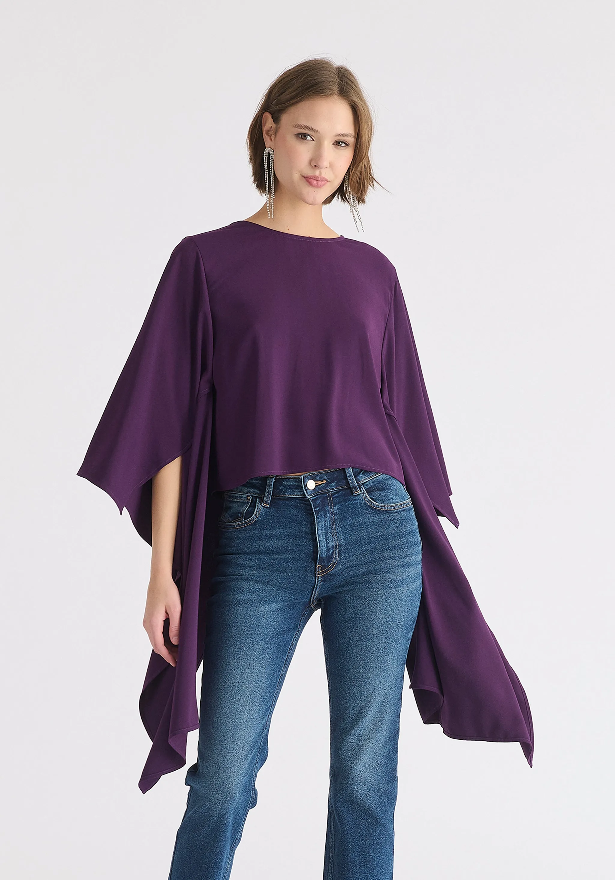 Round Neck Cape Top