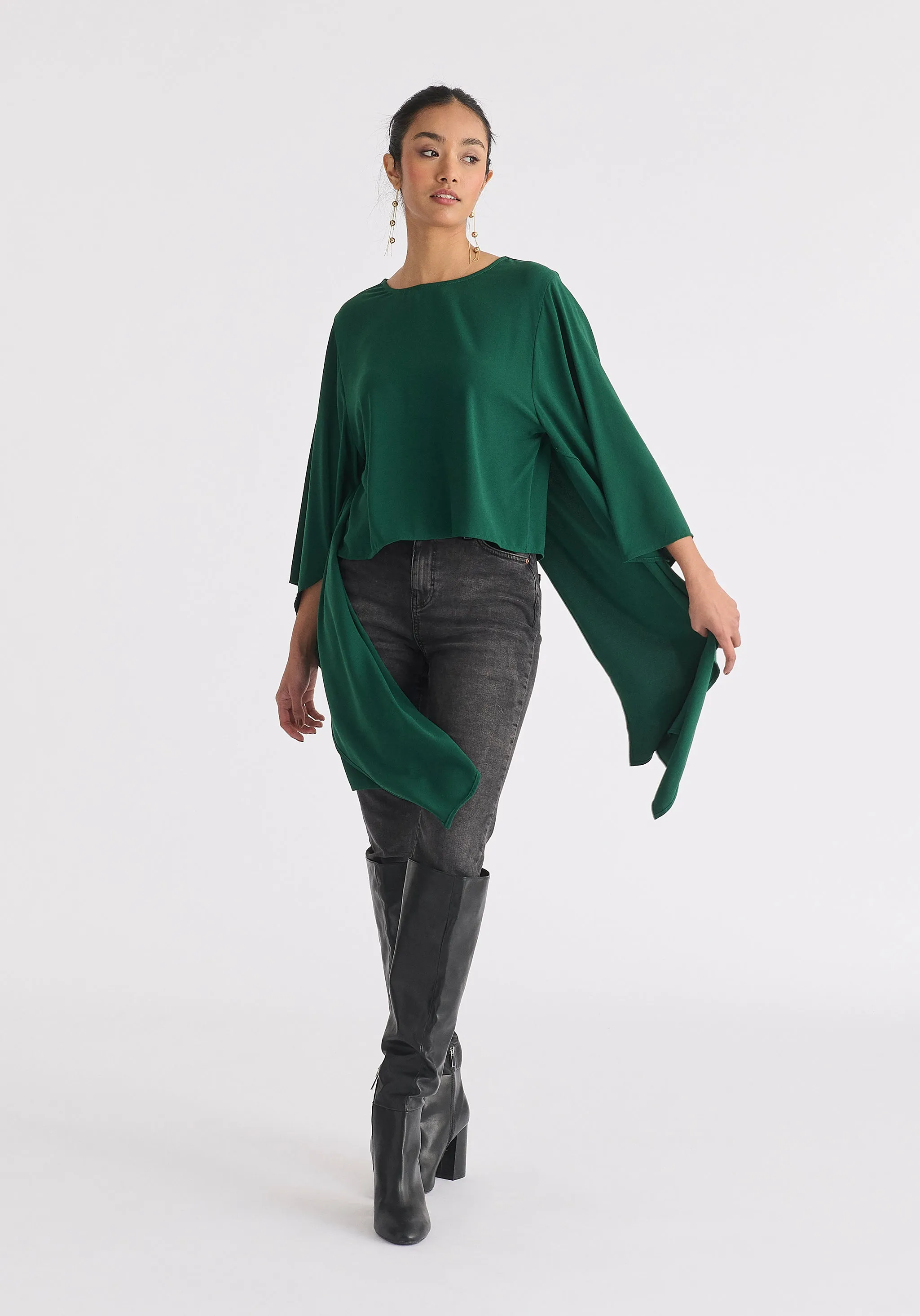 Round Neck Cape Top