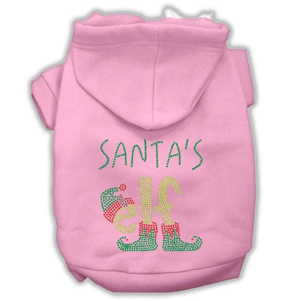 Santa's Elf Rhinestone Dog Hoodie Light Pink Xl (16)