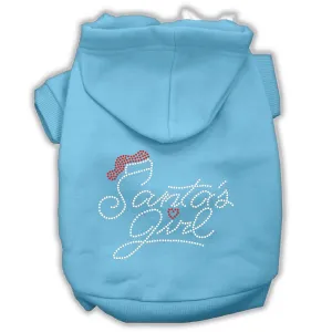 Santa's Girl Rhinestone Dog Hoodie Baby Blue L (14)