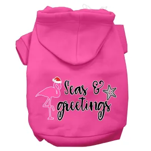 Seas And Greetings Screen Print Dog Hoodie Bright Pink Xl