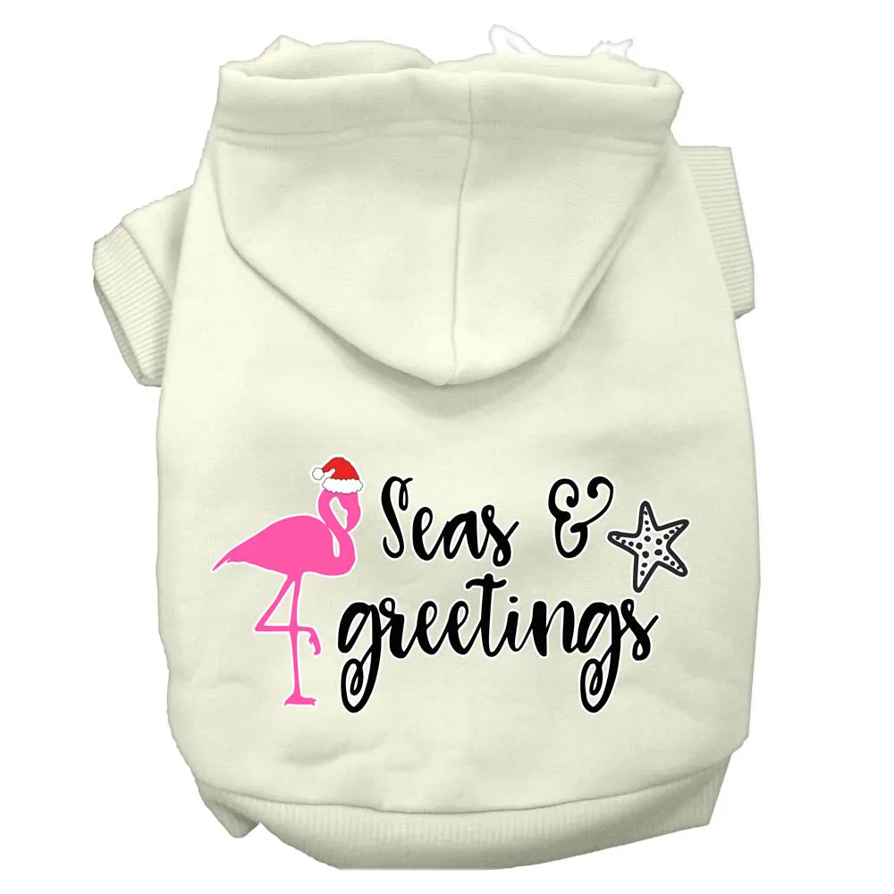 Seas And Greetings Screen Print Dog Hoodie Cream Xs