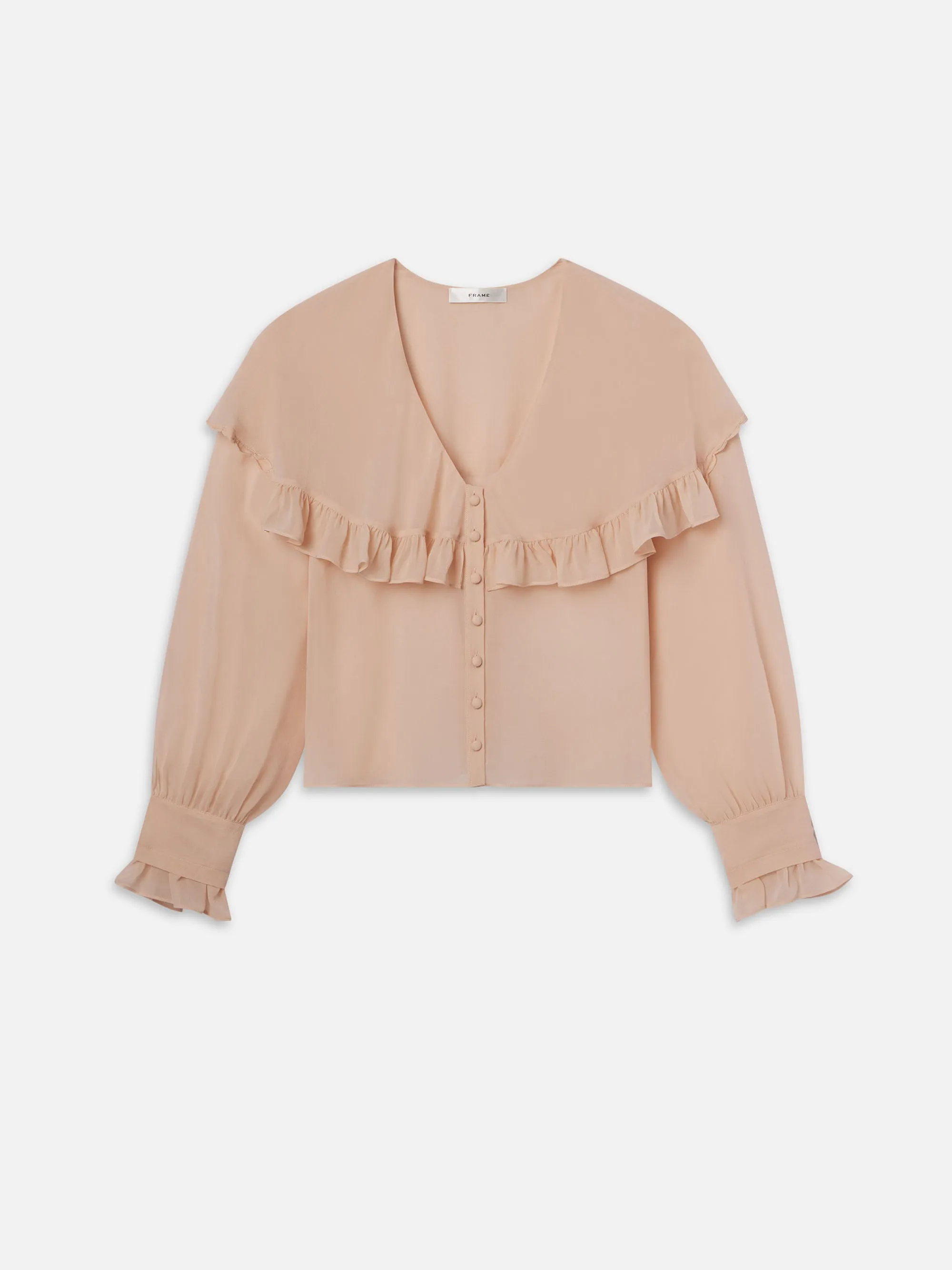 Sheer Ruffle Blouse -- Light Petal