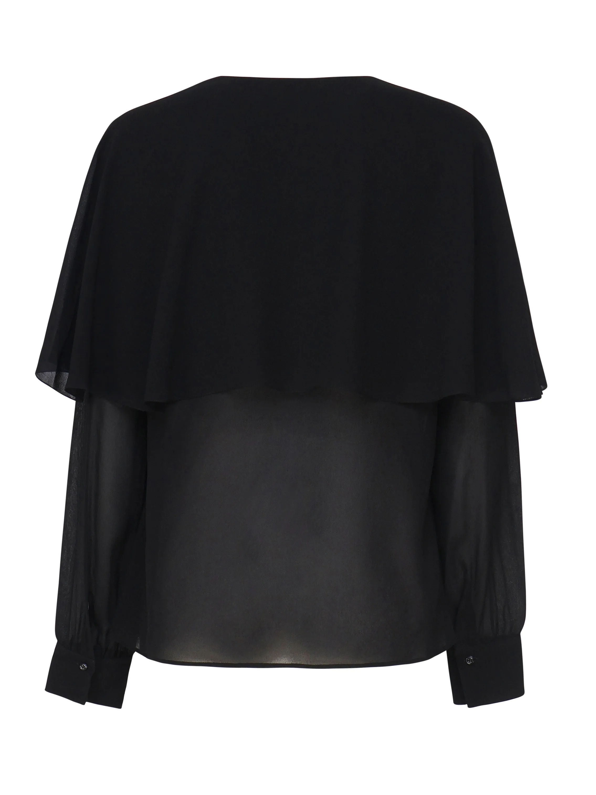 Silk Cape Blouse with Ruffles