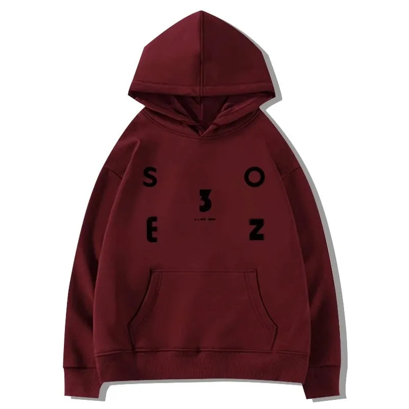 Simple Letter Printing Casual Women Hoodies Solid Color Hooded Drawstring Loose Chic Pocket Fashion Winter Female Hoodies