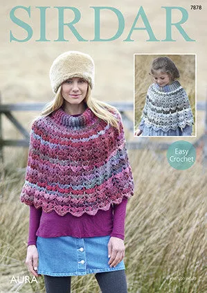 Sirdar Aura Crochet Poncho Pattern 7878