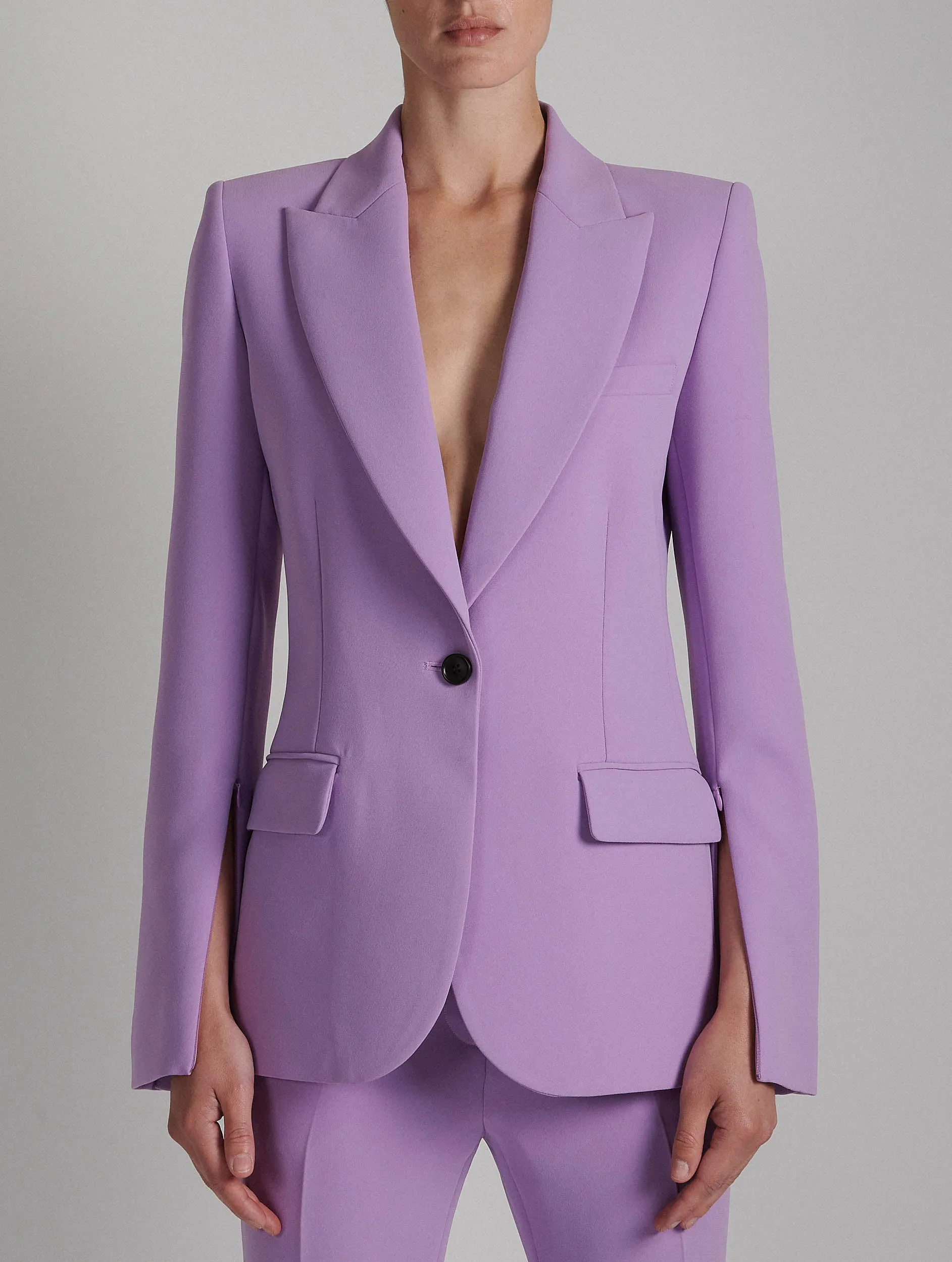 Slim-fit suit jacket in lilac crepe