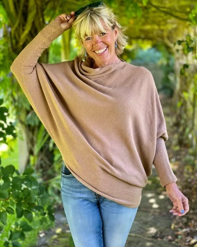 Soft Knit Asymmetric Jumper - Coffee