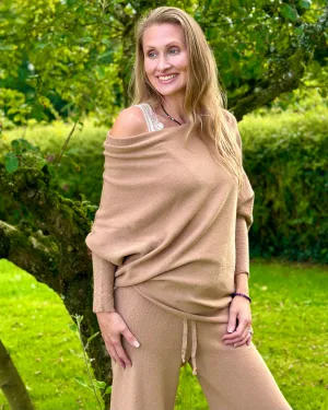 Soft Knit Asymmetric Jumper - Coffee