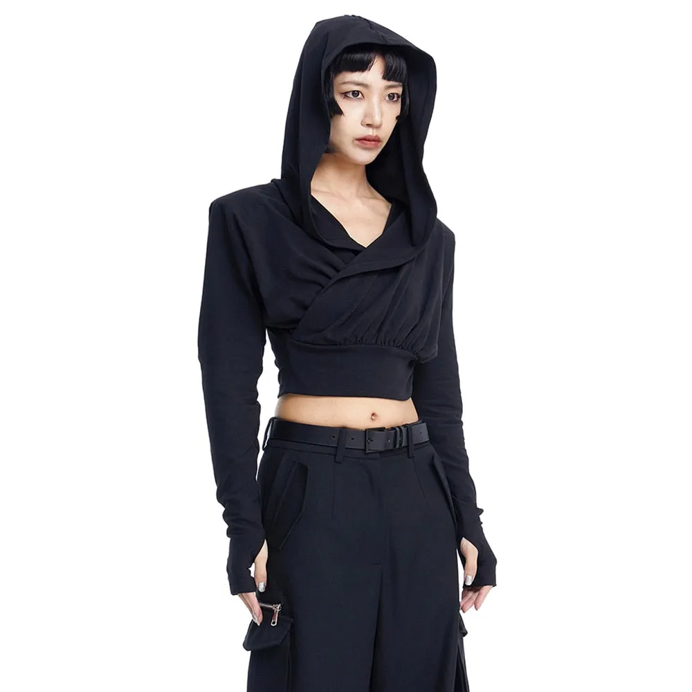 Solid Streetwear Sweatshirts For Women Hooded Long Sleeve Slimming Pullover Casual Sweatshirt Female Fashion