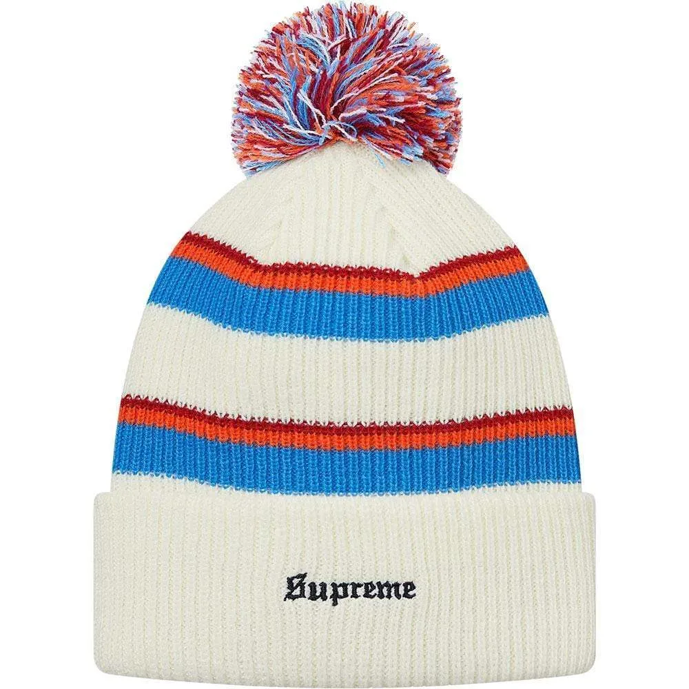 Supreme Big Stripe Beanie - White