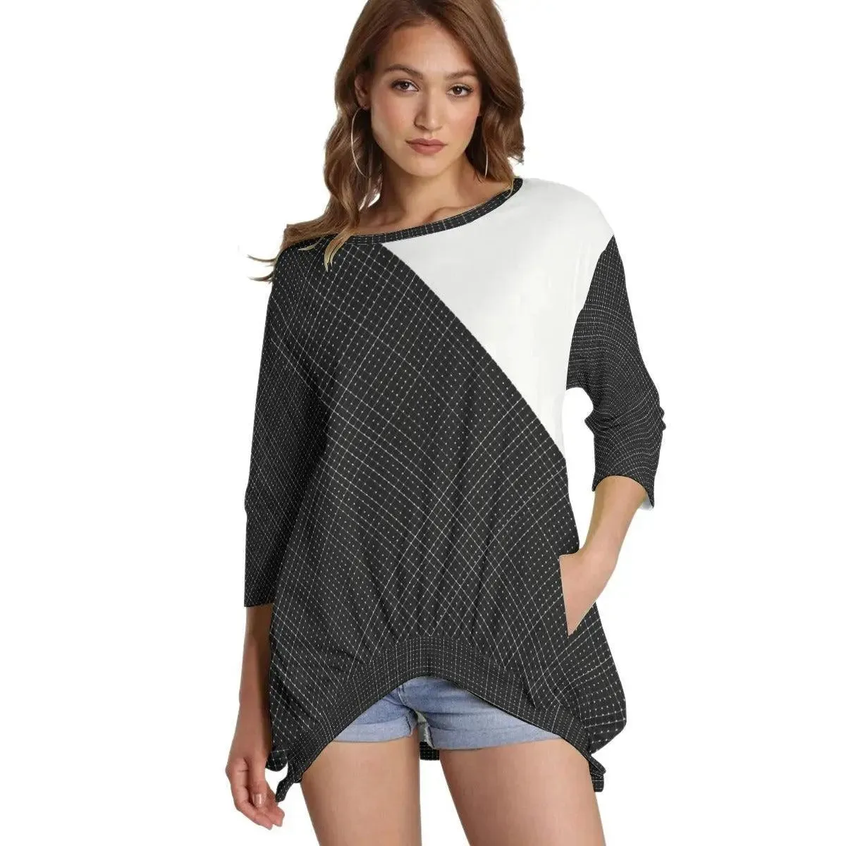 Sweatshirt With Irregular Pleated Hem